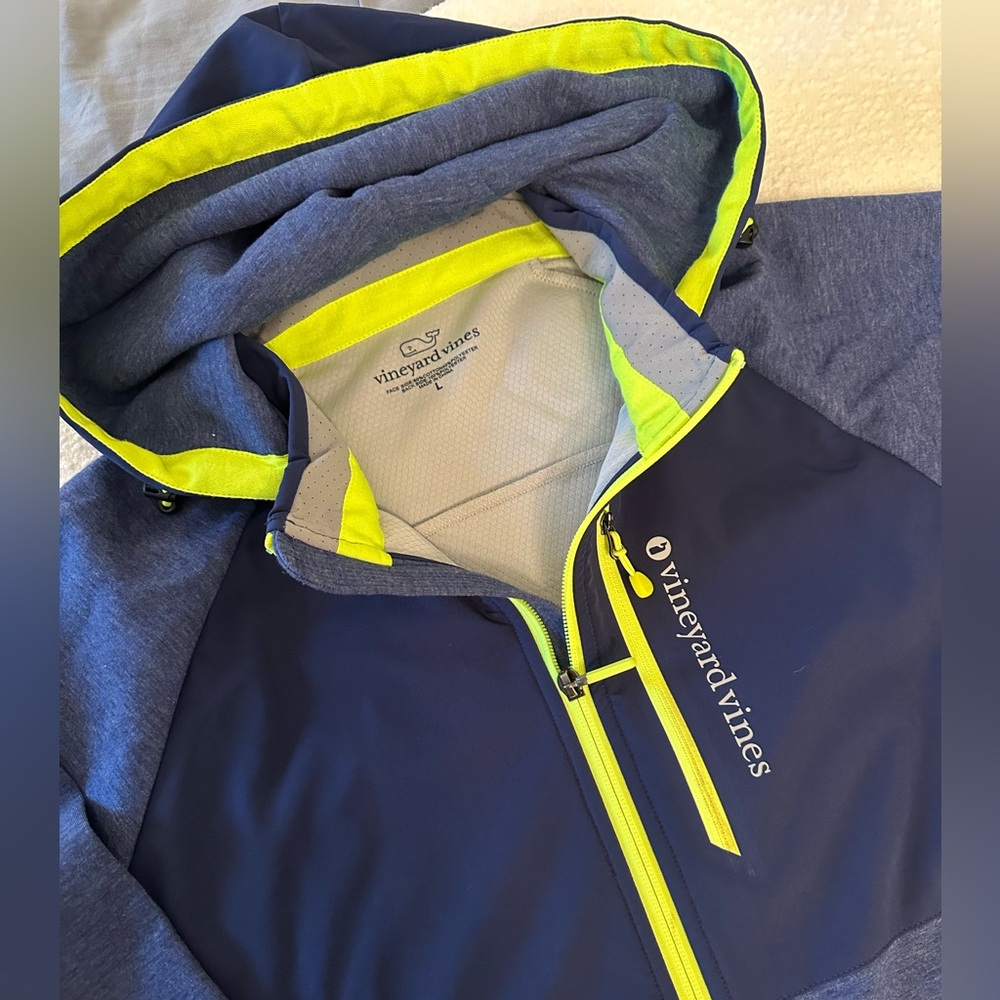 Vineyard Vines Blue and Yellow Hooded Jacket